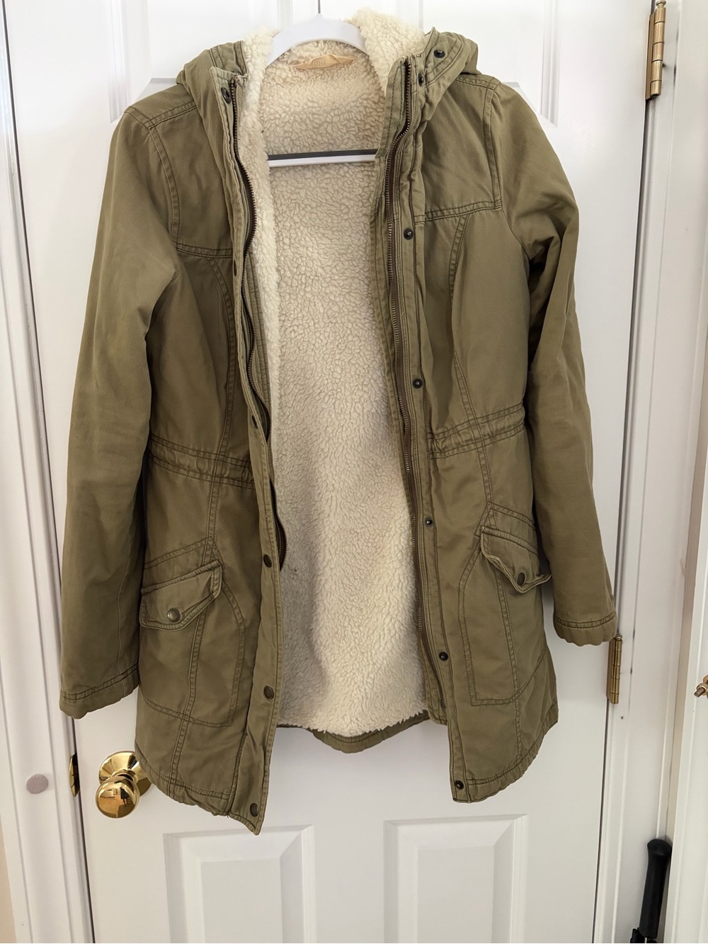Hollister Olive Green Sherpa-Lined Utility Coat